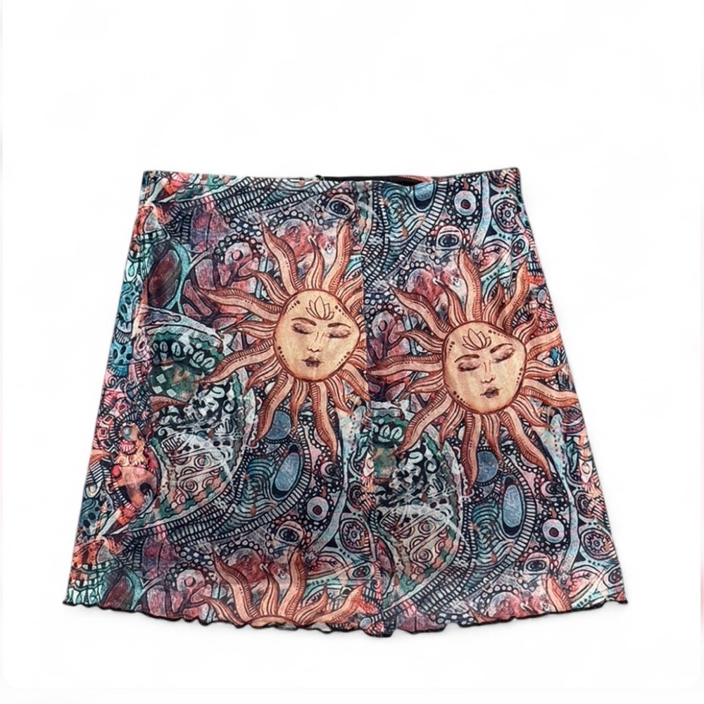 Multicolor Sun Print Mini Skirt